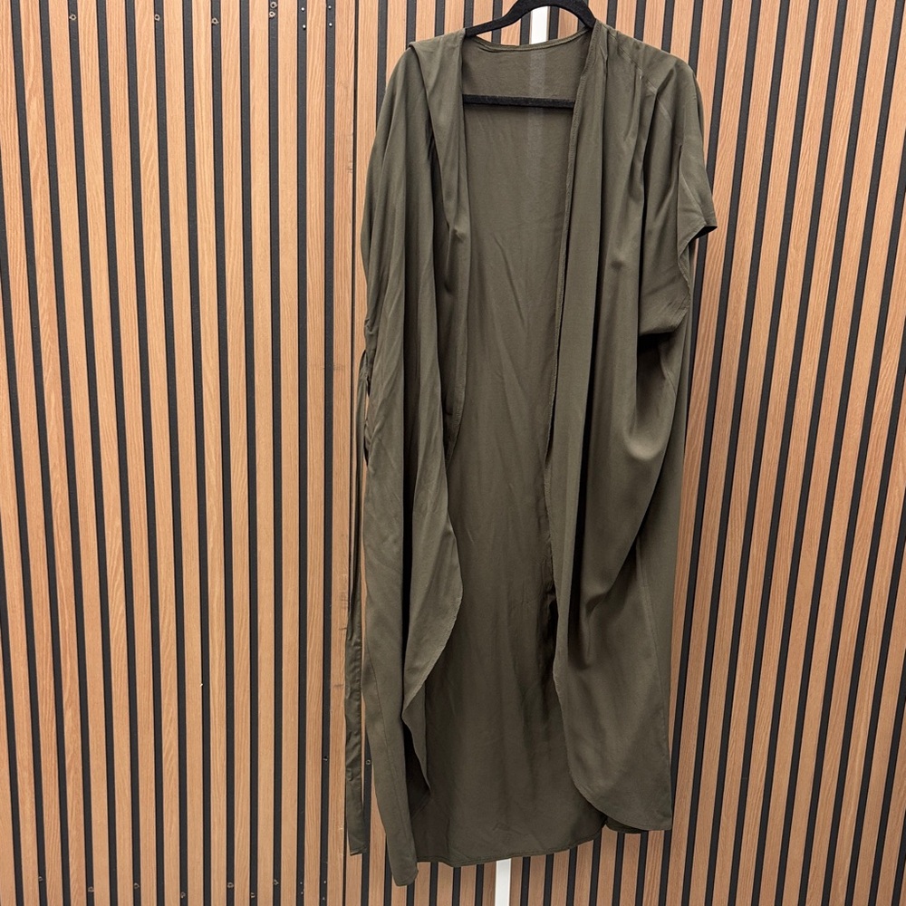 Olive Green Long Drape Cover Up With Belt!